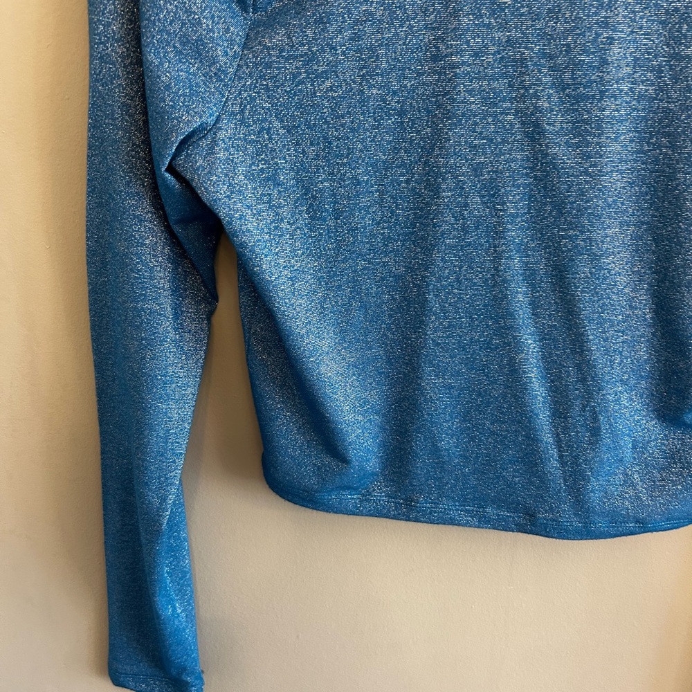 Hollister blue silver sparkle long sleeved crop top Y2K size L - Picture 12 of 15